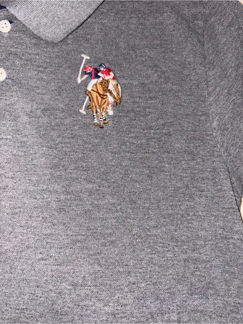 U.S. Polo Assn. Boys Gray Polo Shirt XL (14–16) #3 Sleeve Patch - Picture 3 of 8